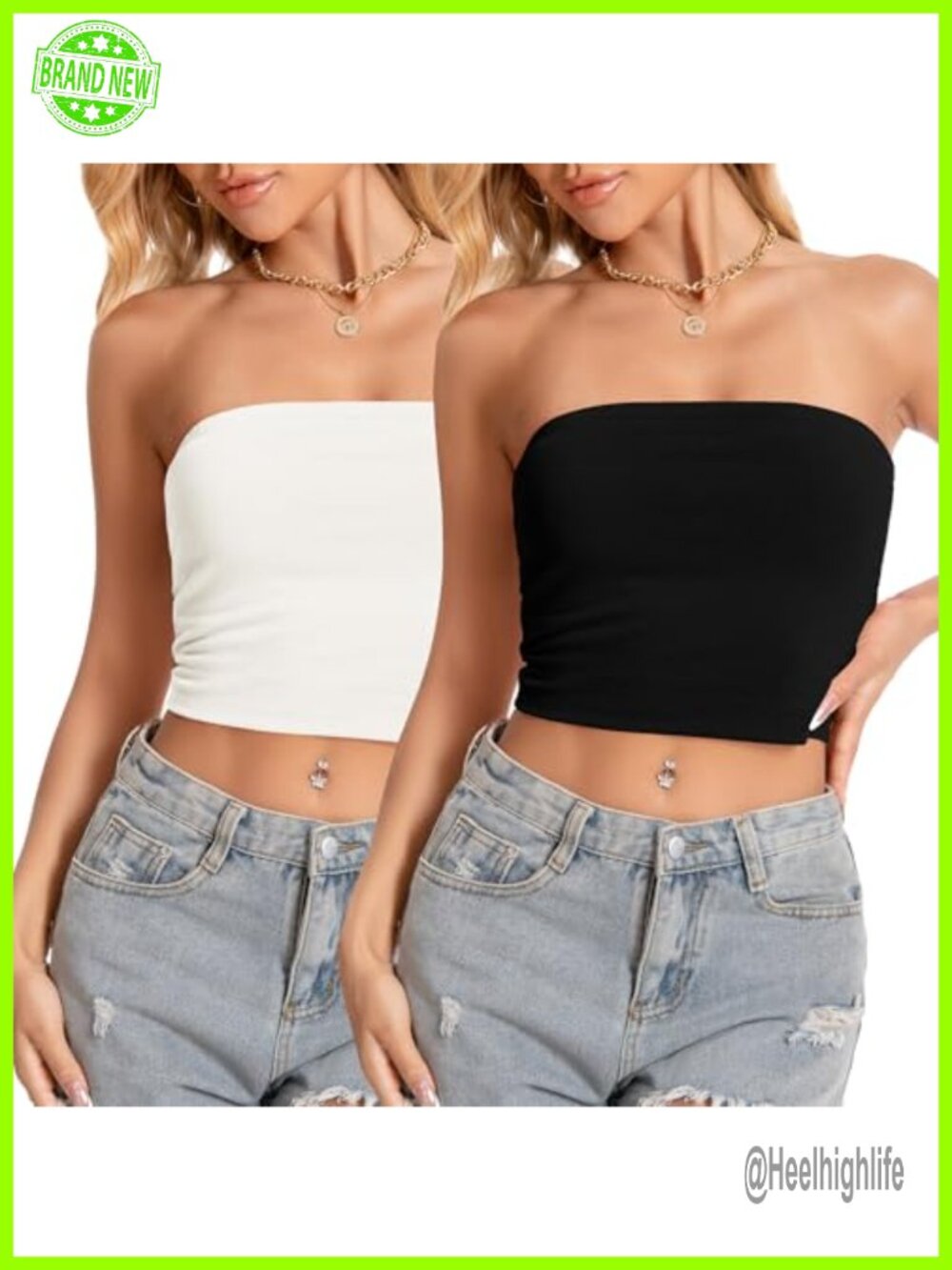 Women's Strapless Tube Top Basic Crop Bandeau Tank Top